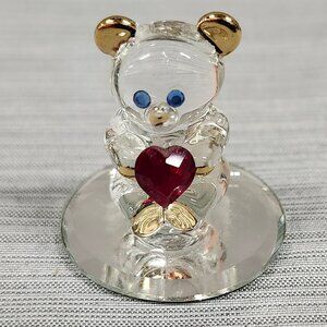Glass Baron Mini 1" Bear with a Crystal Red Heart